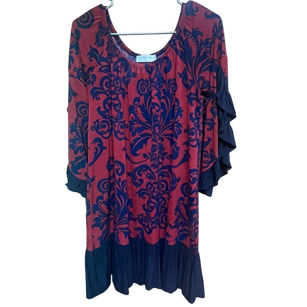 Tee For The Soul Dress Women's Sz‎ S Tunic Oversized Ruffled Hem/Sleeve…